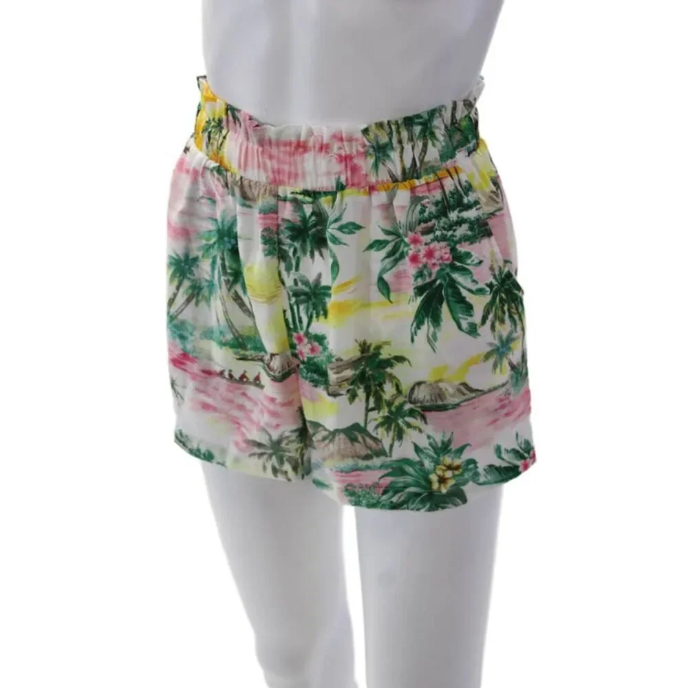 BB Dakota Womesn Palm Tree Print Two Pocket High-Rise Shorts Multicolor Size XS
